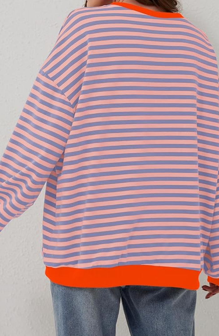Lena – Damska Oversize Bluza w Paski z Bawełny Premium