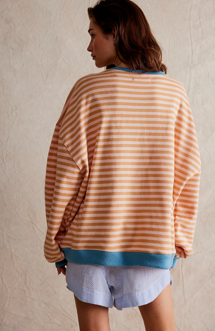 Lena – Damska Oversize Bluza w Paski z Bawełny Premium
