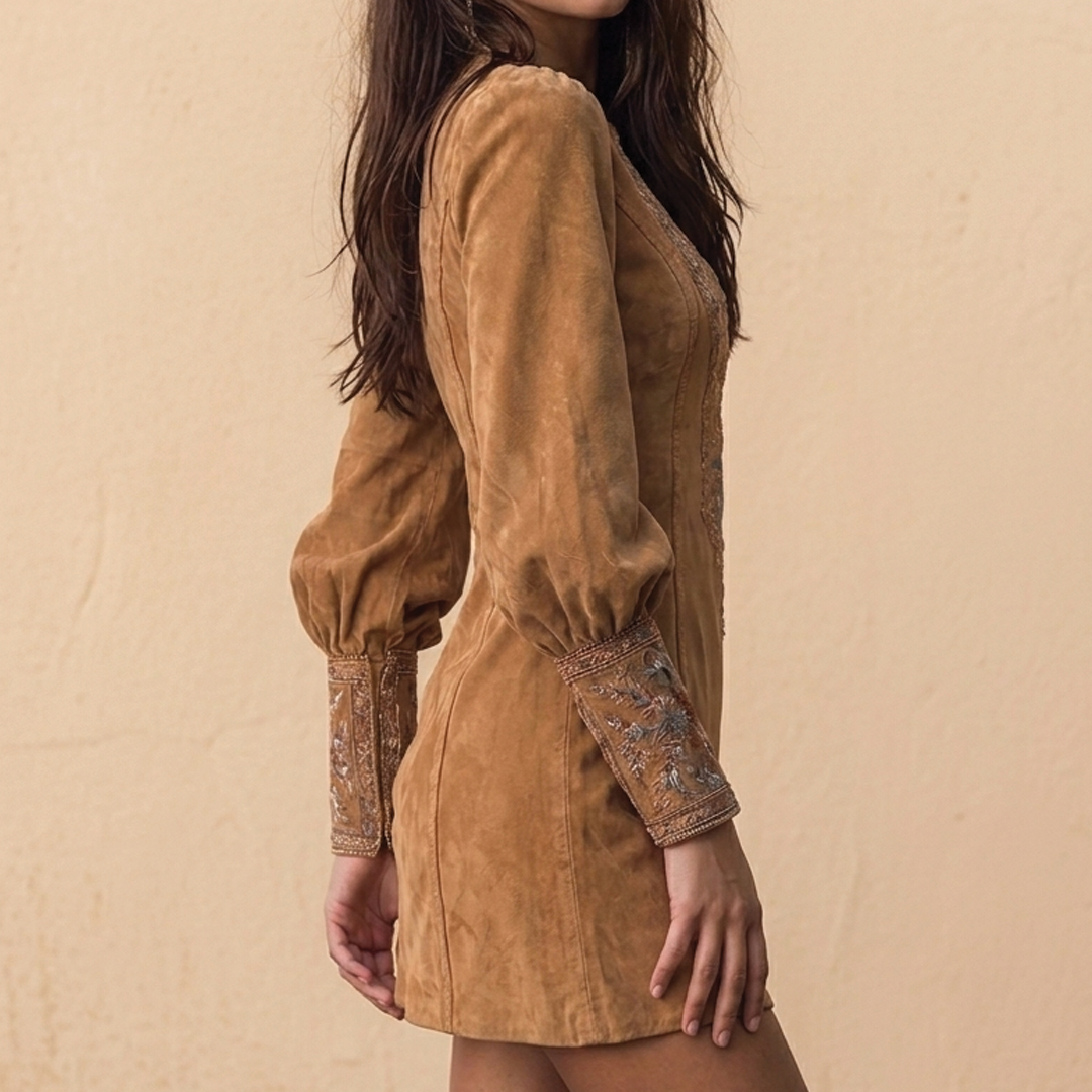 Gianna - Embroidered V-Neck Mini Dress - Image 4