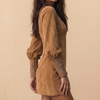 Gianna - Embroidered V-Neck Mini Dress - Image 4