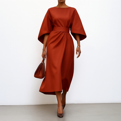 Paula – Elegant Satin Batwing Sleeve Dress for Women - Image 1
