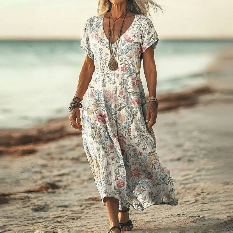 Nicole – V-neck Short Sleeve Dress - Image 1