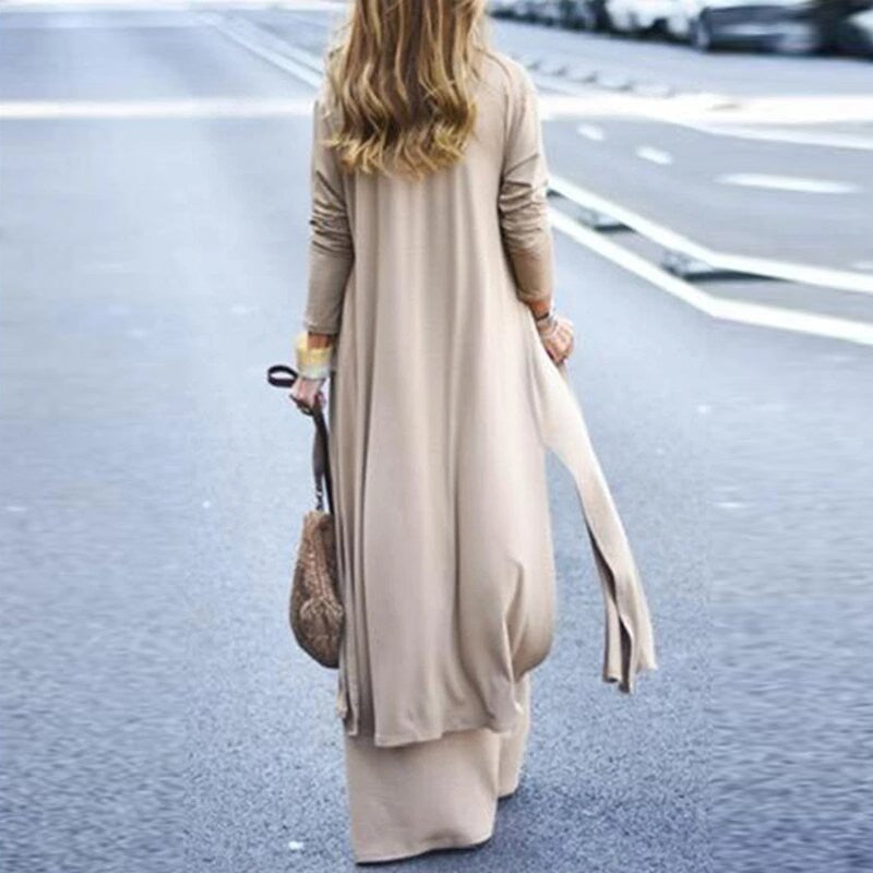 Emma – Kobiecy Zwiewny Komplet z Kardiganem i Spodniami