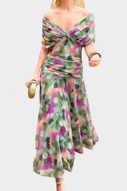 Paula – Elegant Off-Shoulder Draped Dress for Women - Image 24