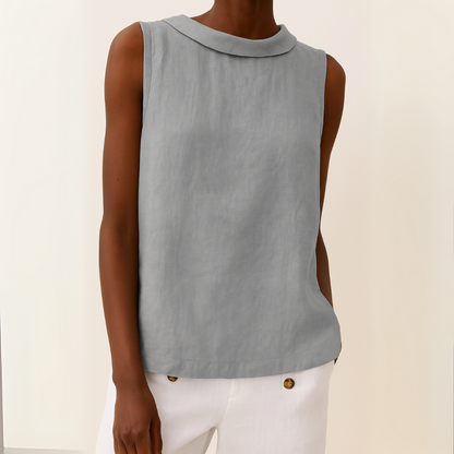 Sarah – Women’s Sleeveless Roll Collar Blouse - Image 1