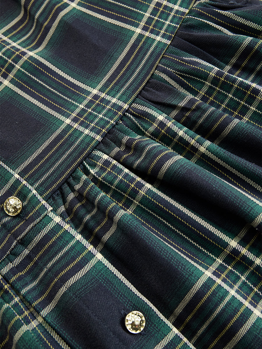 Helena – Damska długa sukienka koszulowa w kratę