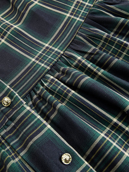 Helena – Damska długa sukienka koszulowa w kratę