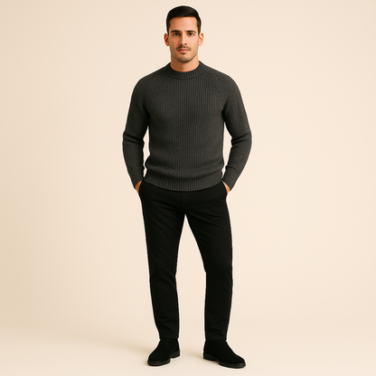 Kacper – Klasyczny męski sweter z prążkowanym wykończeniem