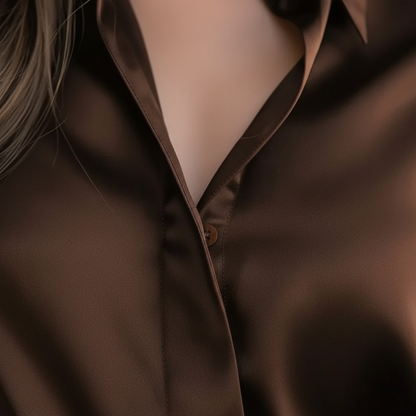 Annemarie – Women Satin Blouse with Long Sleeves - Image 2