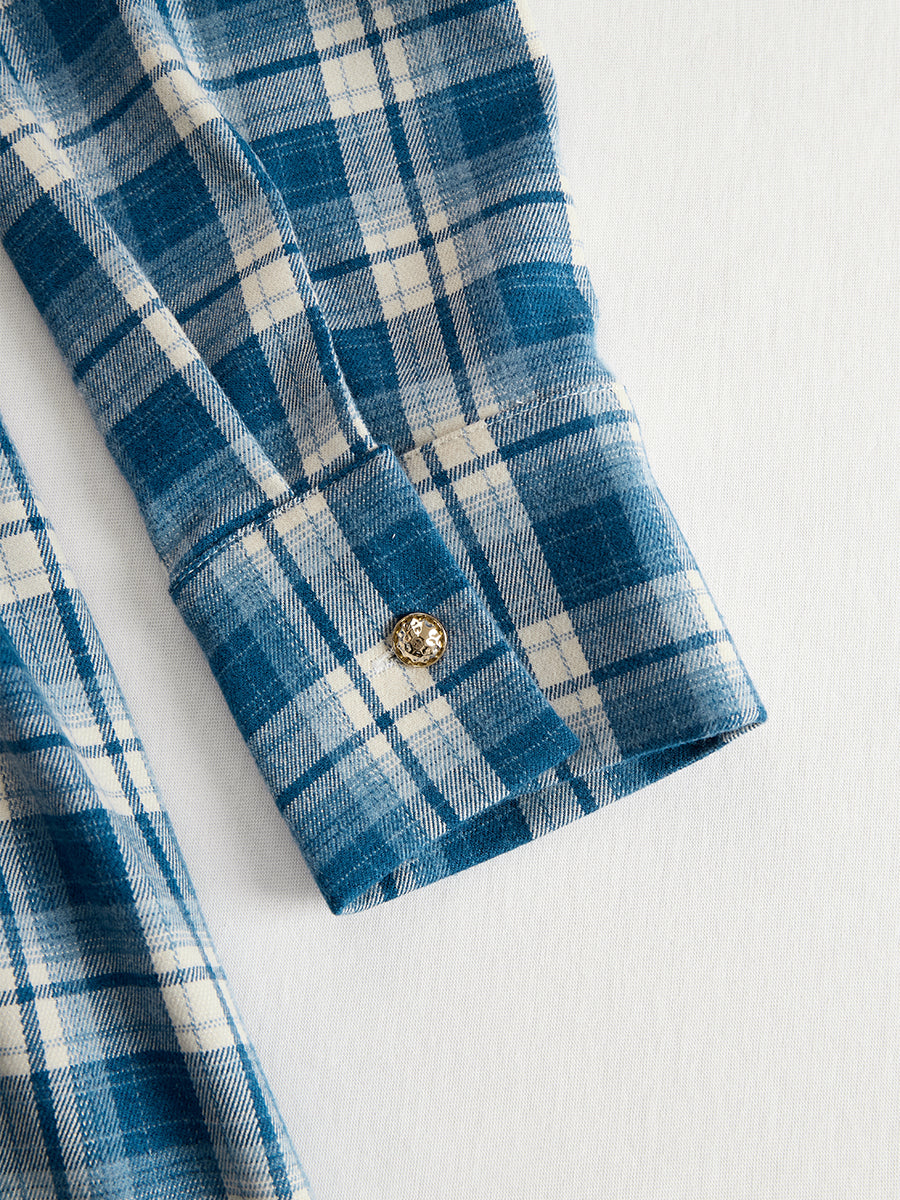 Helena – Damska długa sukienka koszulowa w kratę