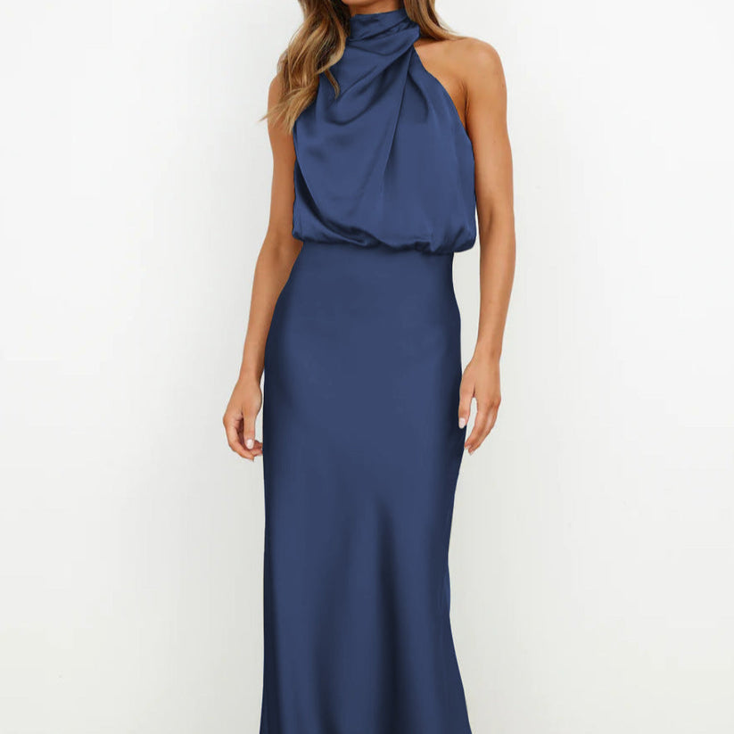 Sophie – Elegant Draped Halter Neck Dress - Image 3