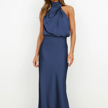 Sophie – Elegant Draped Halter Neck Dress - Image 3