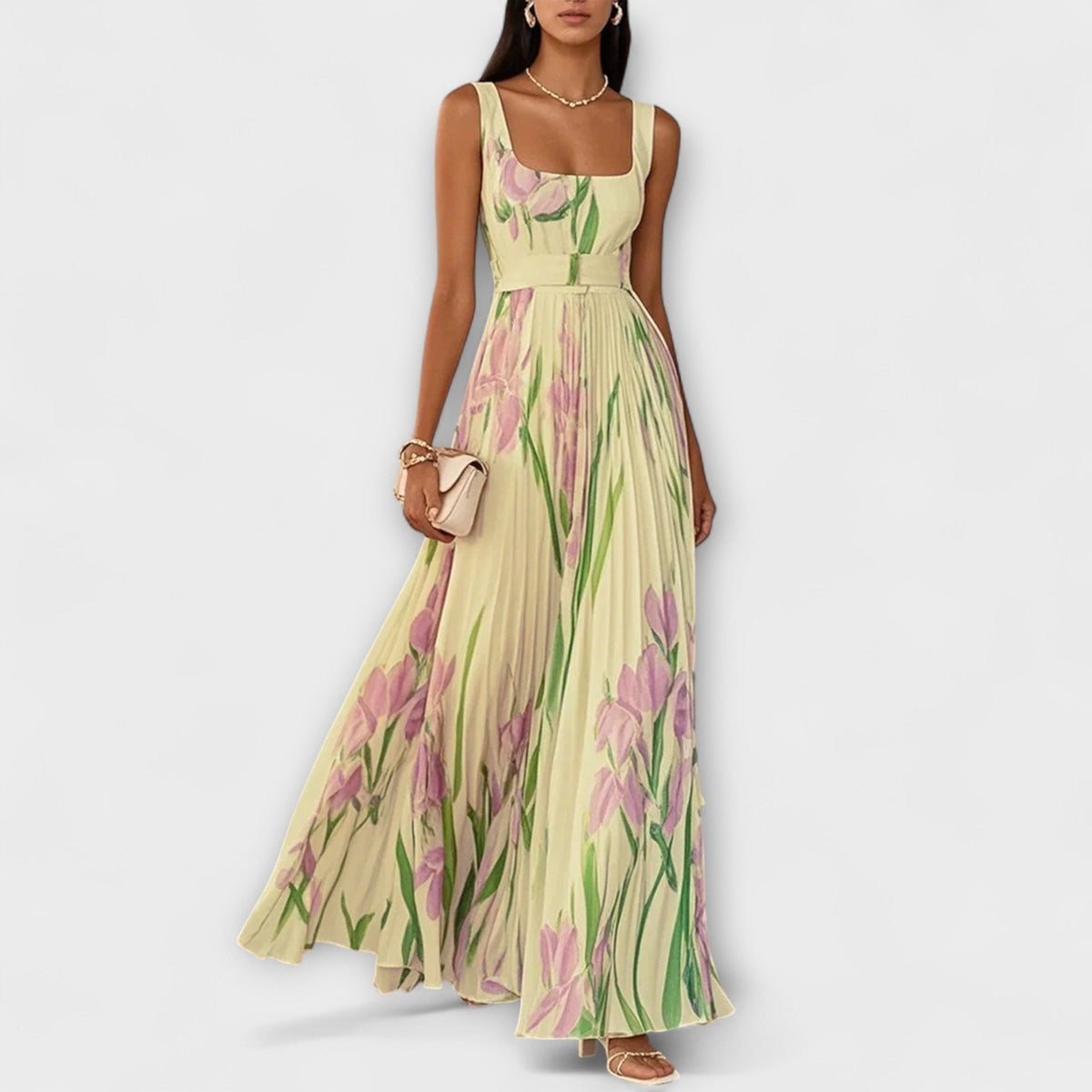 Karin – Women Floral Print Pleated  Dress - Image 6