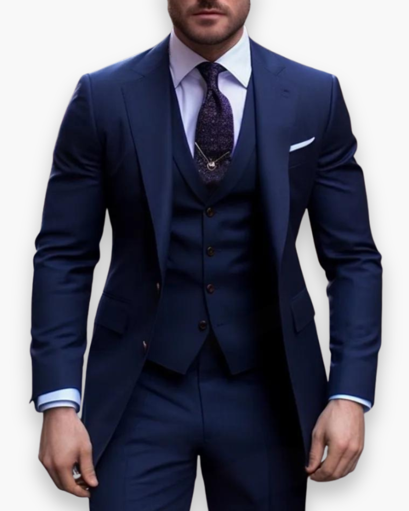 Męski Trzyczęściowy Garnitur z Kamizelką i Eleganckim Krojem | L&V - 6 - Livia-Moda