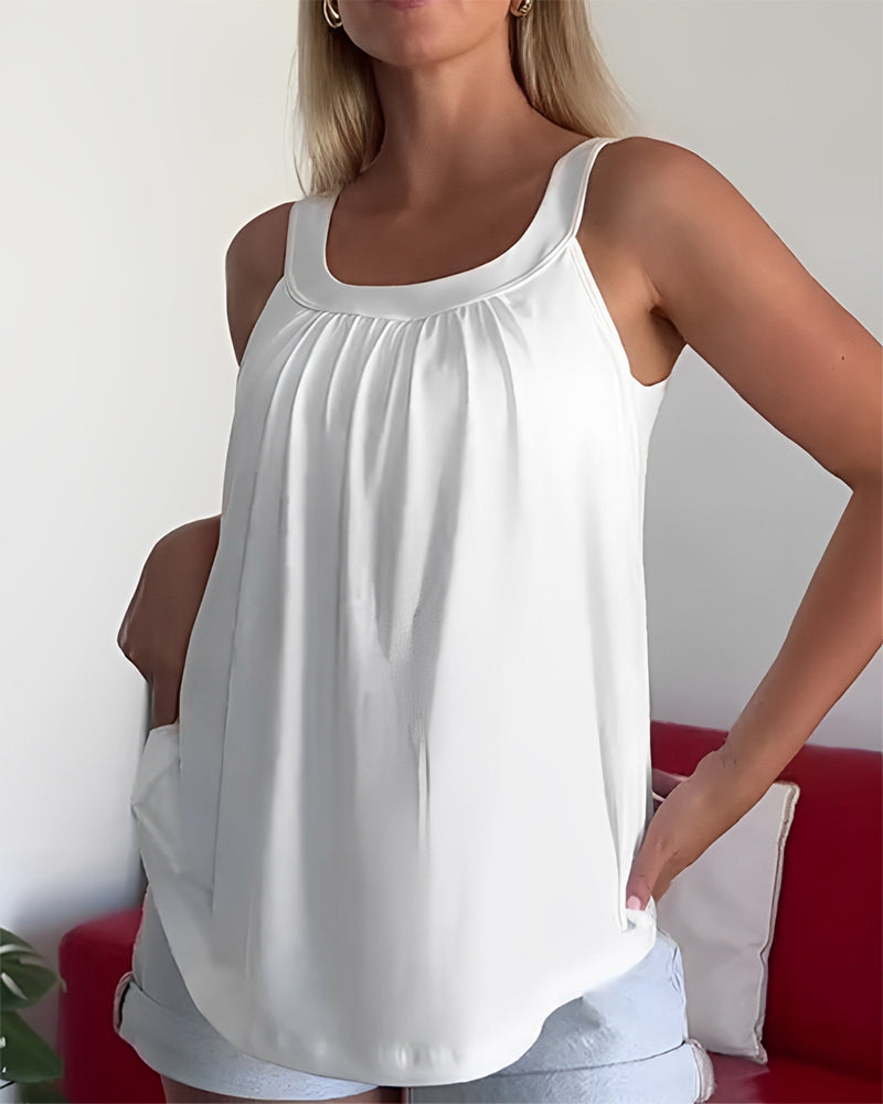 Laura – Elegant Solid Pleated Blouse - Image 15