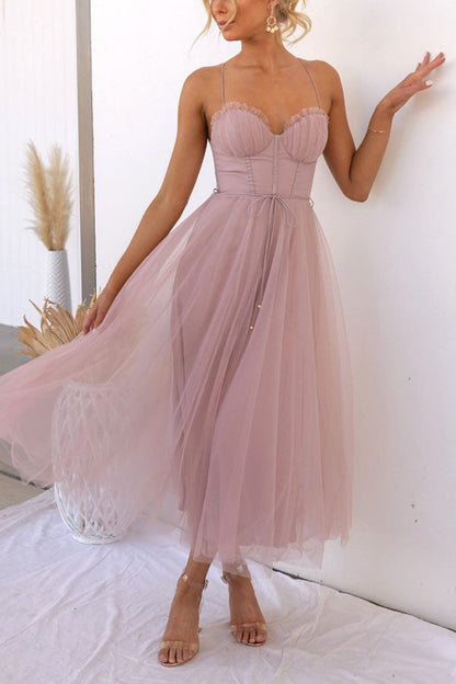 Sandra – Women Chiffon Suspenders Tulle Dress - Image 2