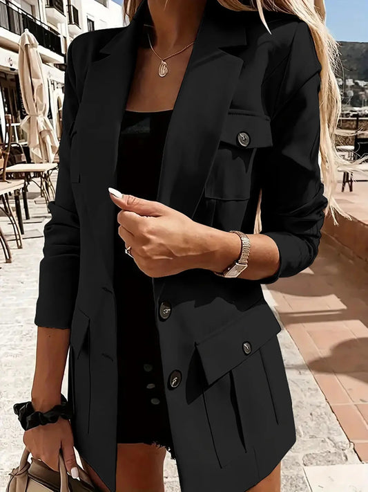 Sophia - Marynarka damska elegancka slim fit z kieszeniami i guzikami