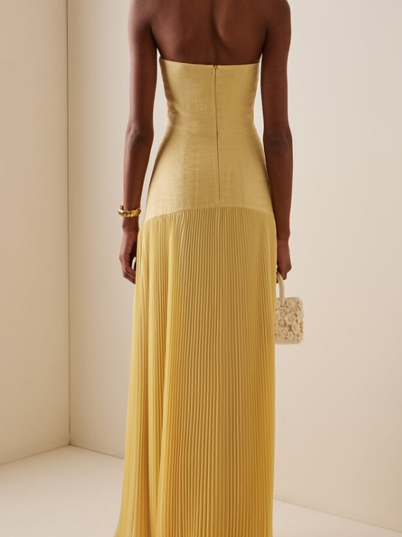 Alina – Women Strapless Pleated Maxi Dress - Image 5
