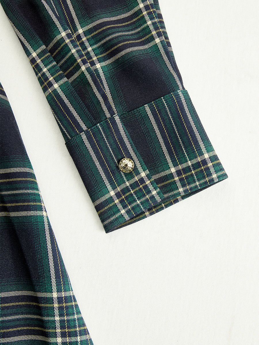 Helena – Damska długa sukienka koszulowa w kratę