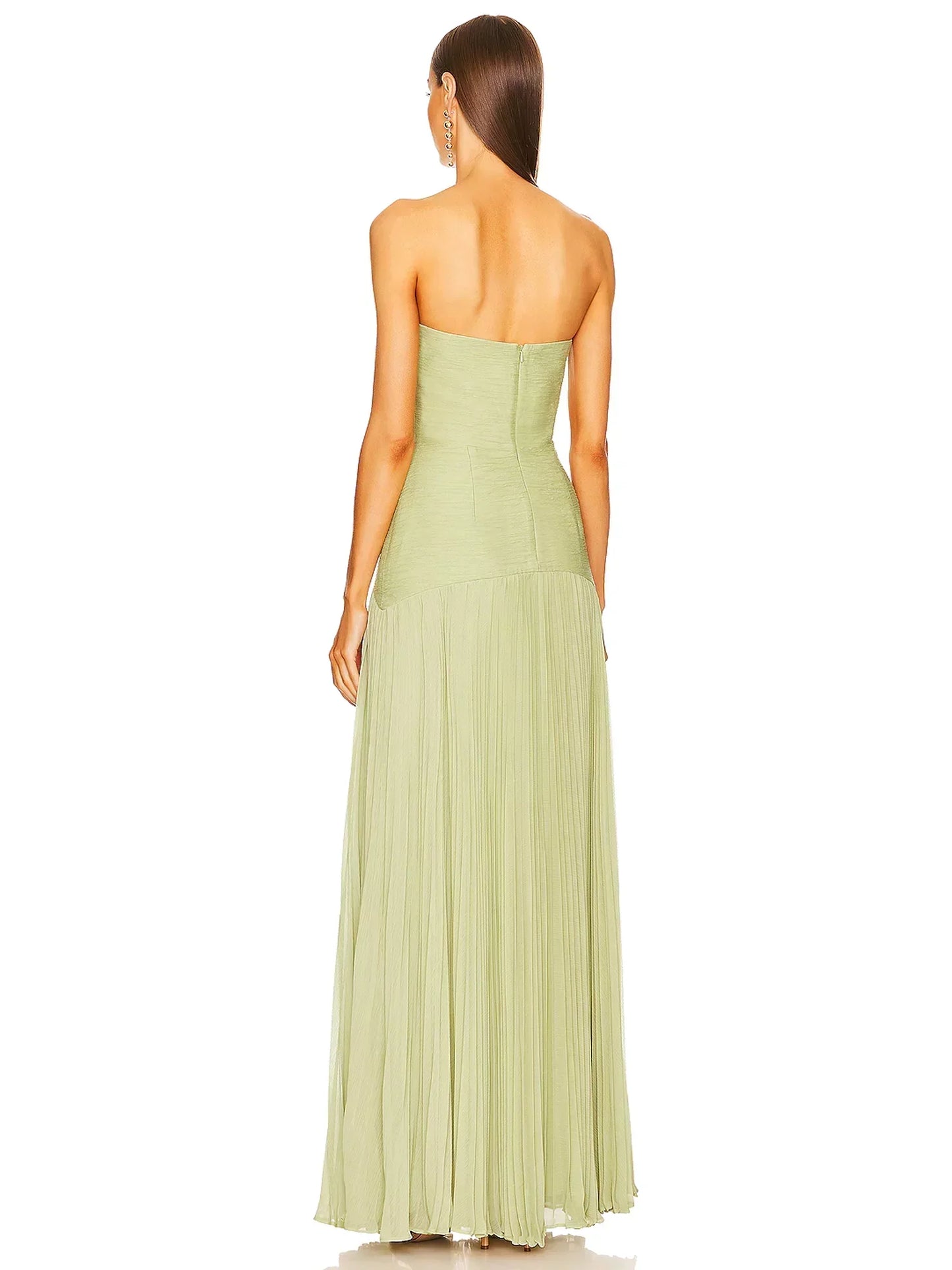 Alina – Women Strapless Pleated Maxi Dress - Image 3
