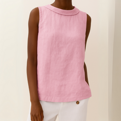 Sarah – Women’s Sleeveless Roll Collar Blouse - Image 5