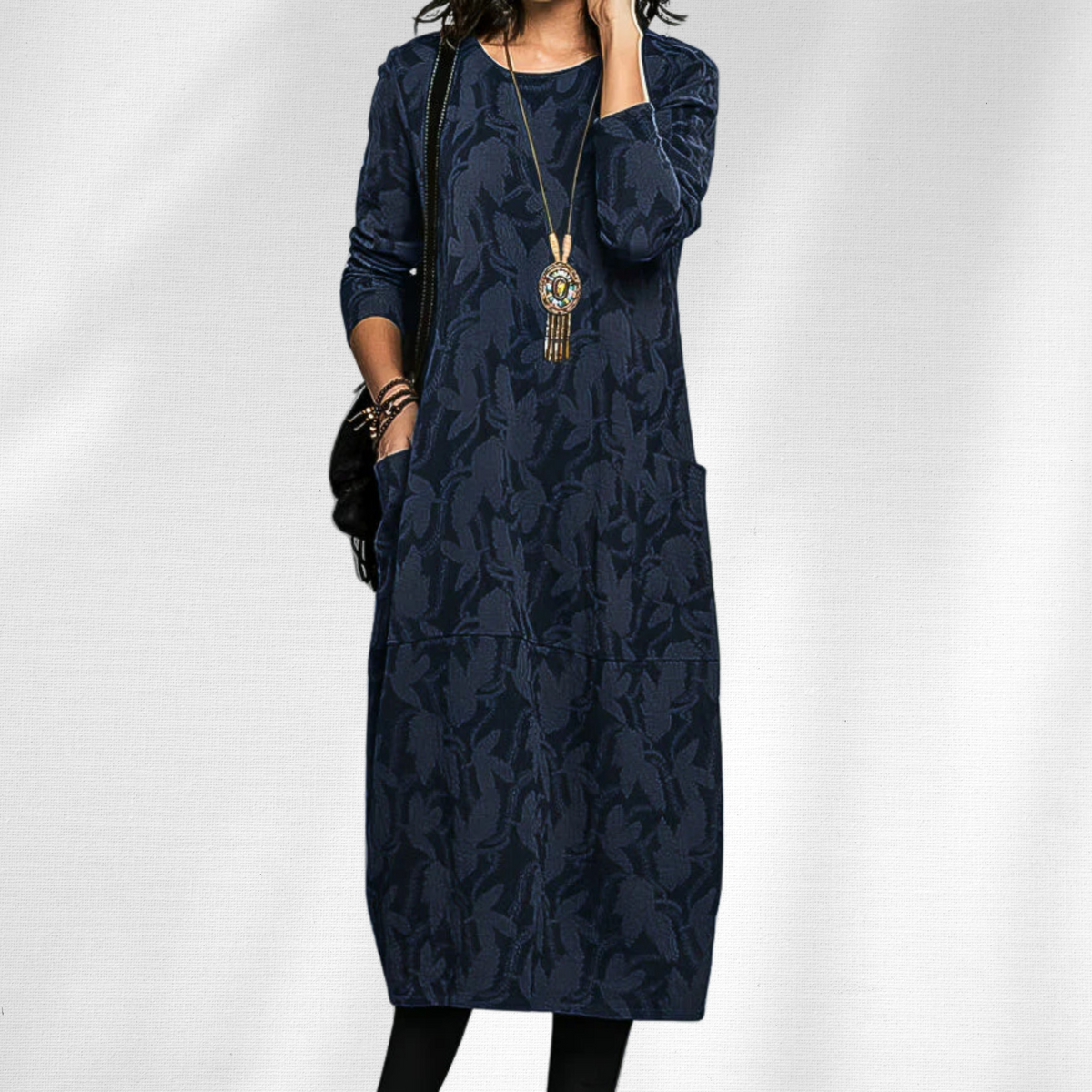 Antonia – Women Floral Crewneck Casual Dress - Image 3