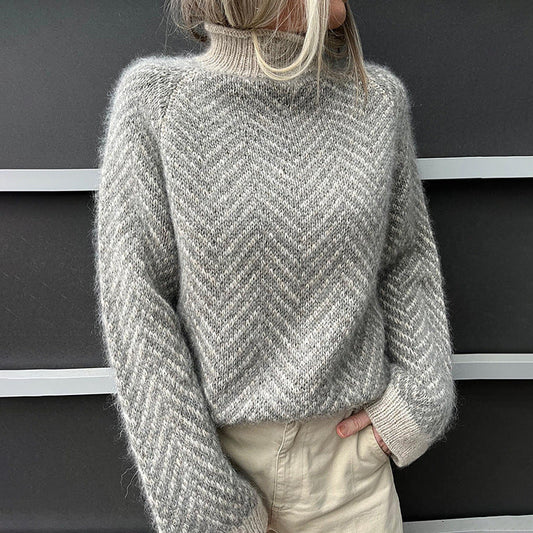 Anna - Sweter damski z golfem dzianinowy oversize