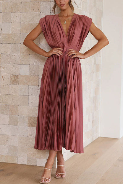 Mia – Women Satin Pleated Maxi Dress - Image 27