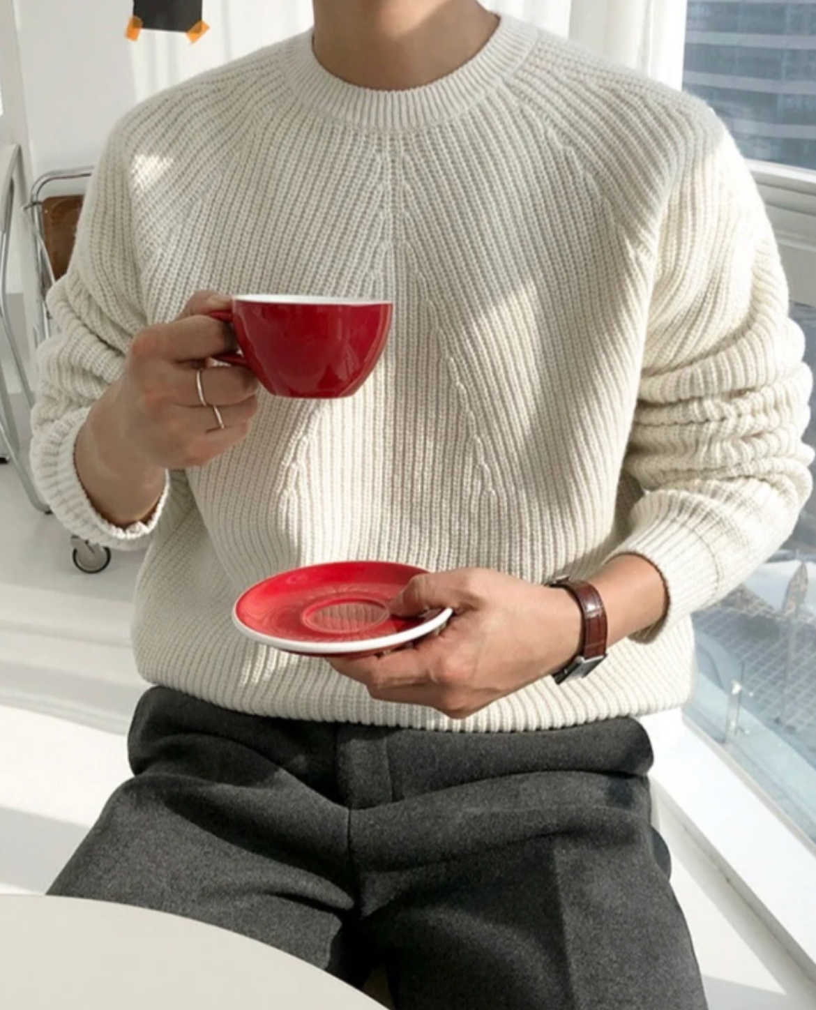 Mateo – Męski sweter o grubym, prążkowanym splocie