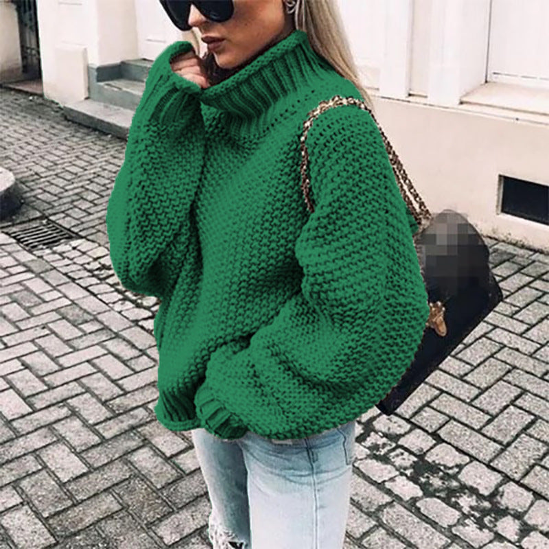 Valeria – Damski sweter o grubym splocie z wysokim kołnierzem