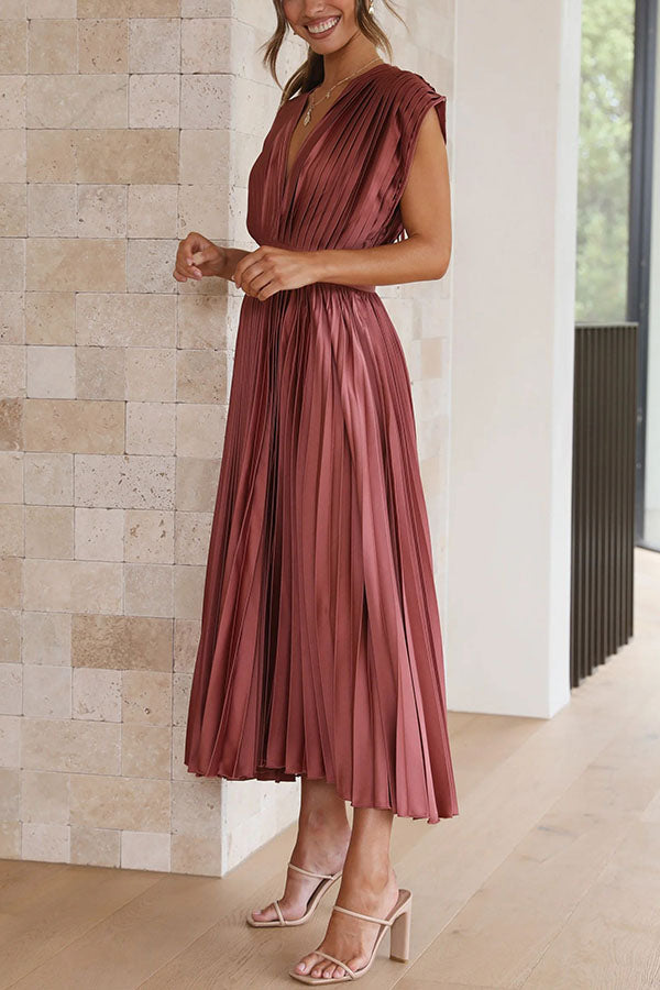 Mia – Women Satin Pleated Maxi Dress - Image 28