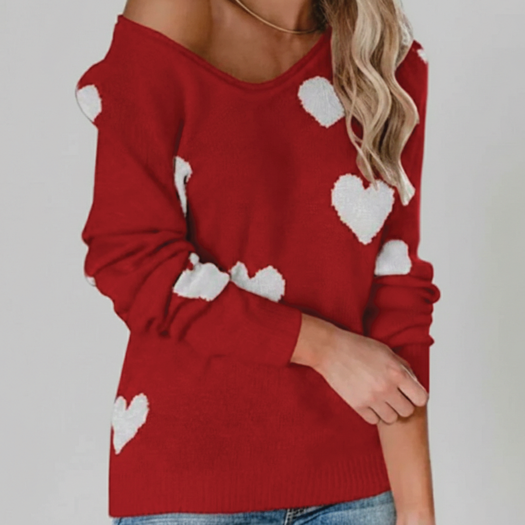 Melody - Heart-Pattern Sweater - Image 3