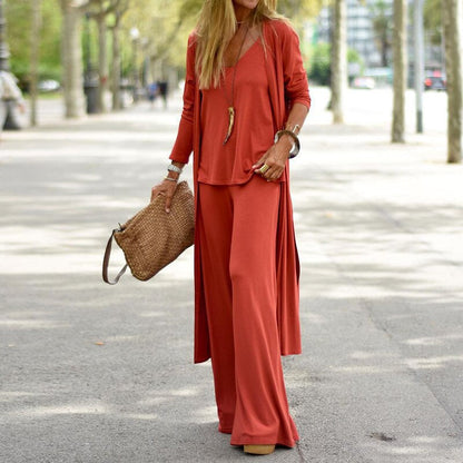 Emma – Kobiecy Zwiewny Komplet z Kardiganem i Spodniami