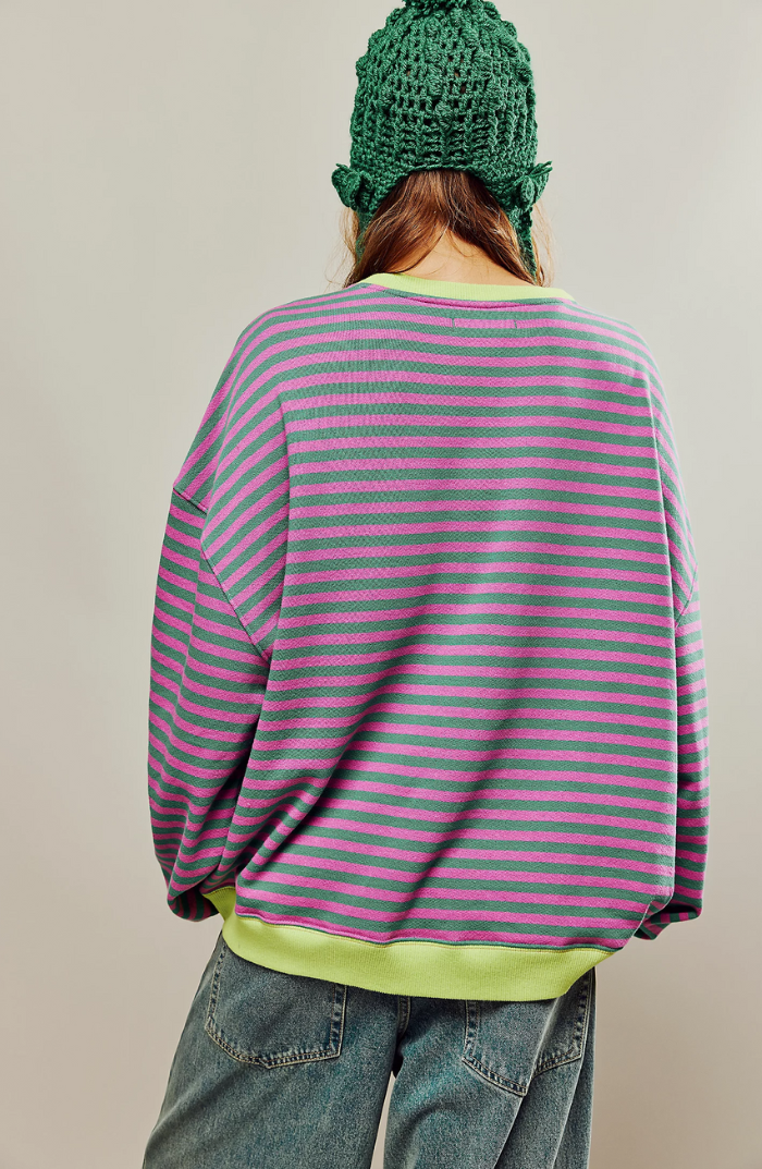 Lena – Damska Oversize Bluza w Paski z Bawełny Premium