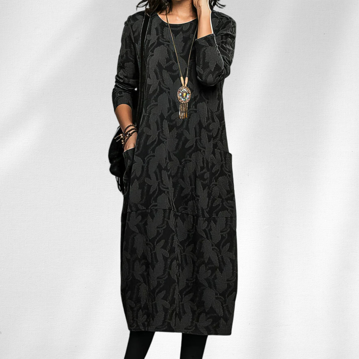 Antonia – Women Floral Crewneck Casual Dress - Image 4