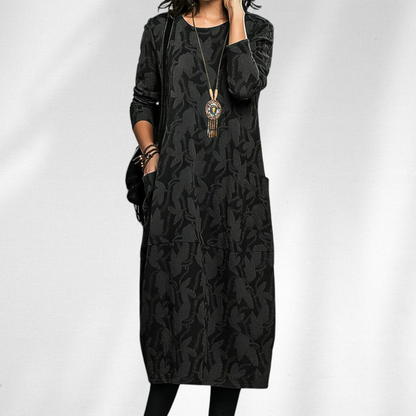 Antonia – Women Floral Crewneck Casual Dress - Image 4