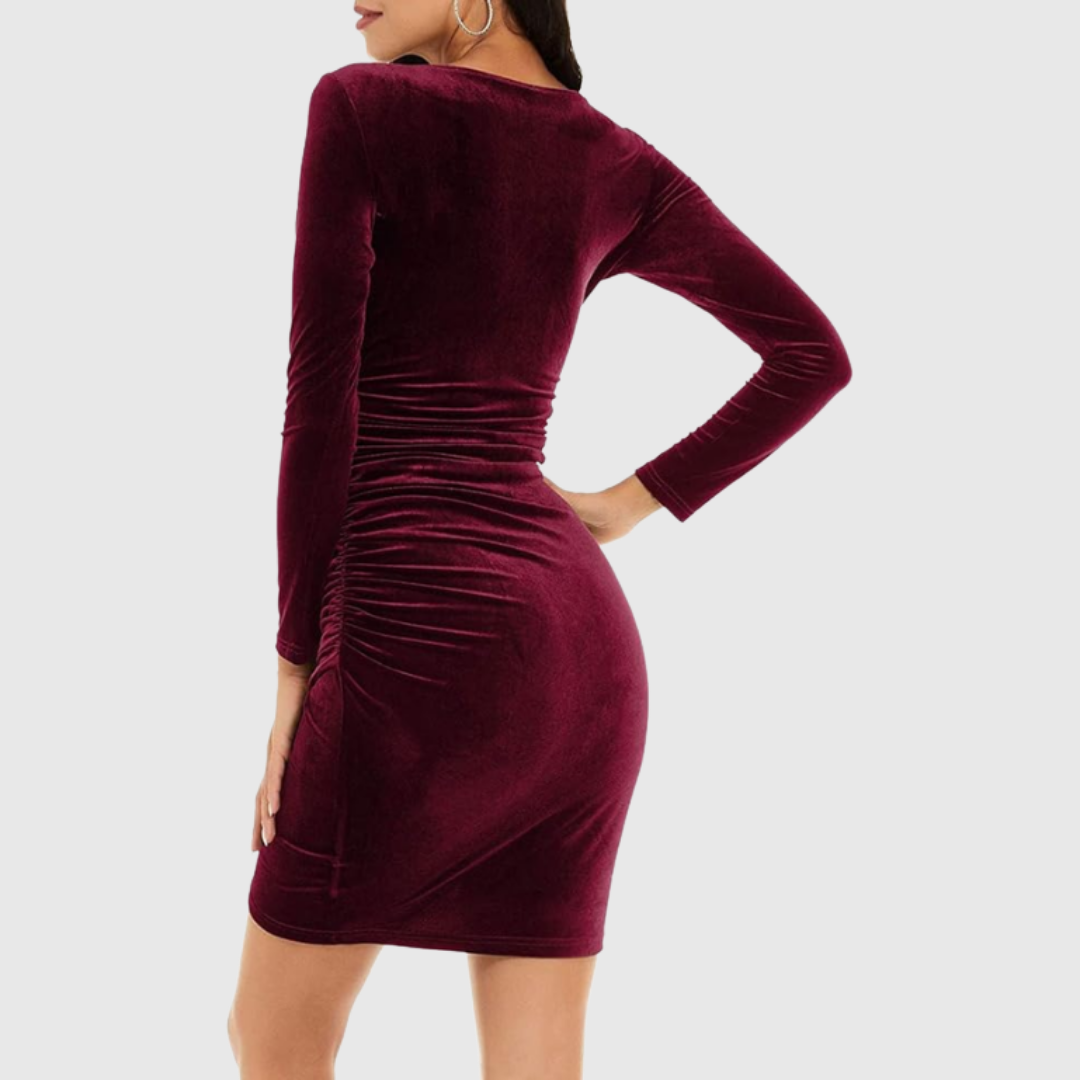 Sandra – Elegant Velvet Mini Dress for Women - Image 2