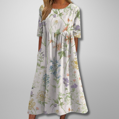 Irina – Women Floral Print Round Neck Dress - Image 4