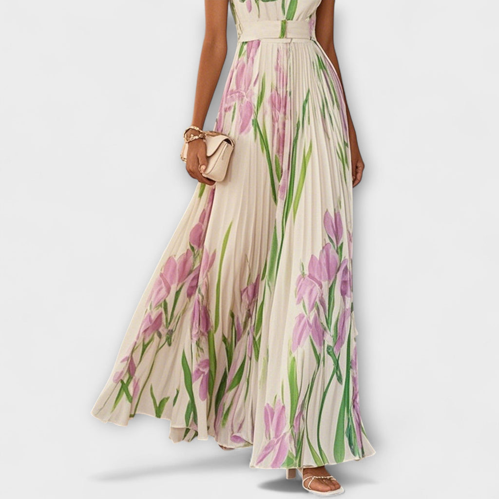 Karin – Women Floral Print Pleated  Dress - Image 3