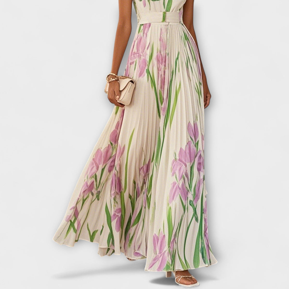 Karin – Women Floral Print Pleated  Dress - Image 3