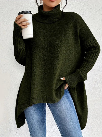 Sienna – Oversize sweter z golfem o asymetrycznym kroju dla kobiet