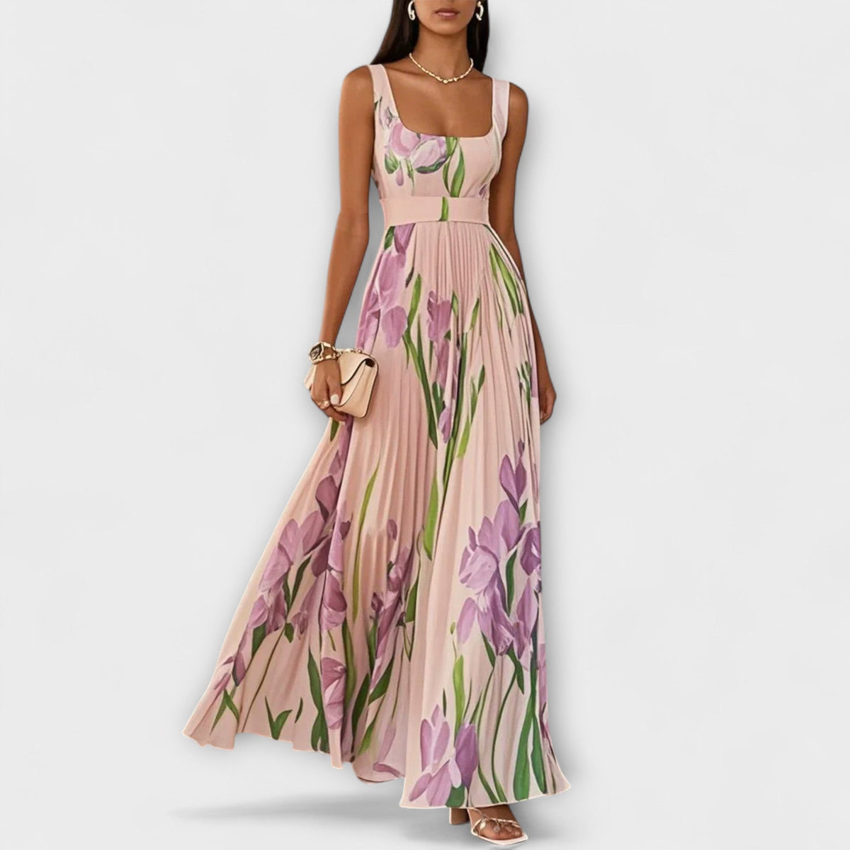 Karin – Women Floral Print Pleated  Dress - Image 7