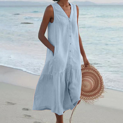 Sarah – Women Sleeveless Buttoned Dress - Image 2