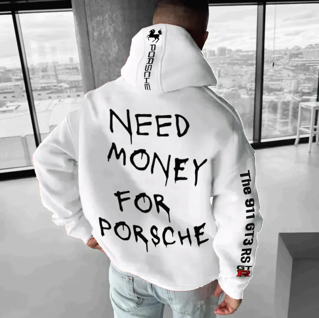 Adrian - Bluza męska oversize z nadrukiem Porsche