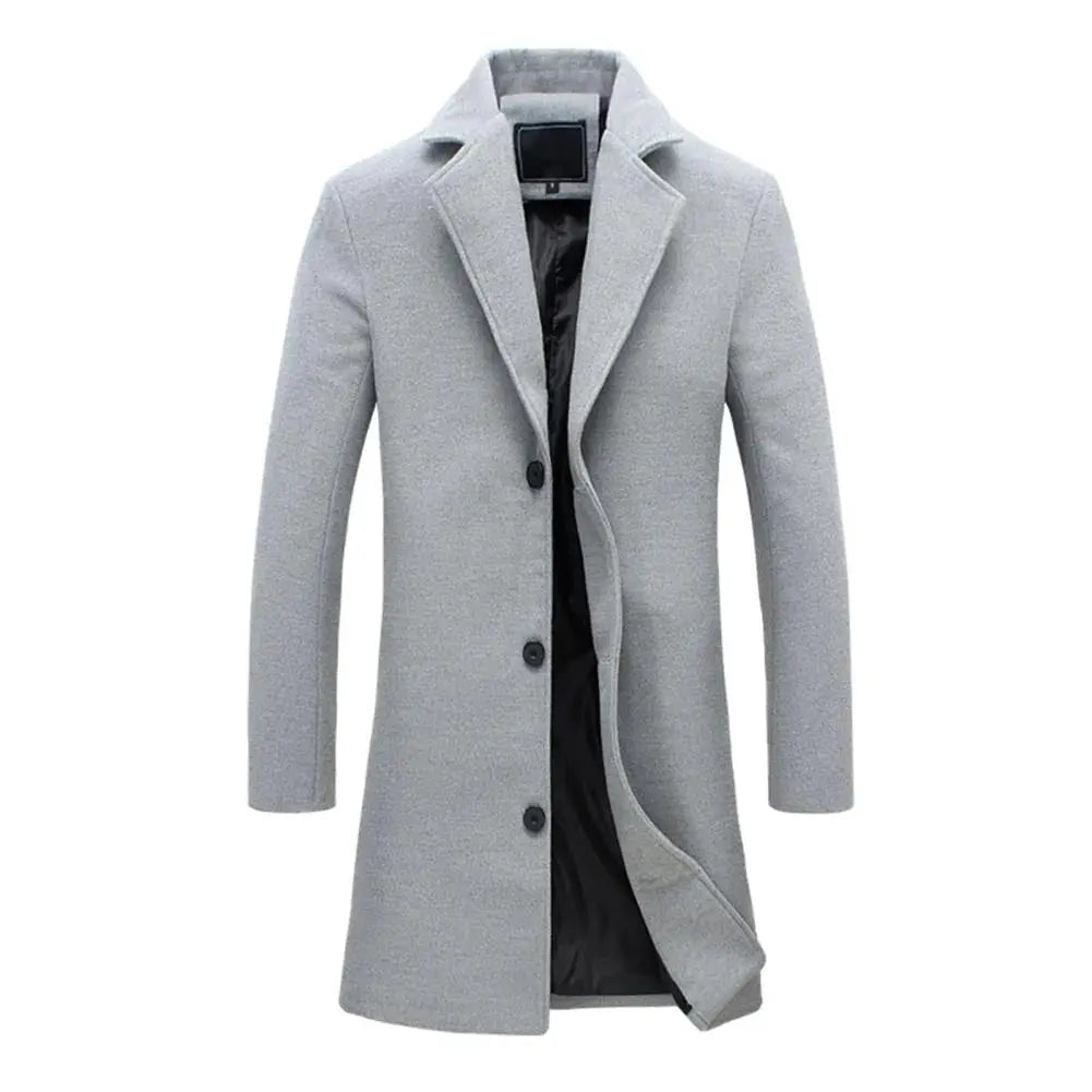 Męski płaszcz zimowy o kroju Tailored Fit z opadającym klapą i zapięciem na guziki - J&B; - 4 - Livia-Moda