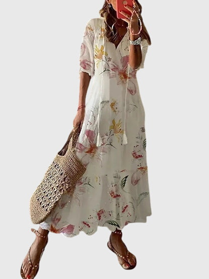 Ilka – V-neck With  Tassel Mid-sleeve Dress - Image 8