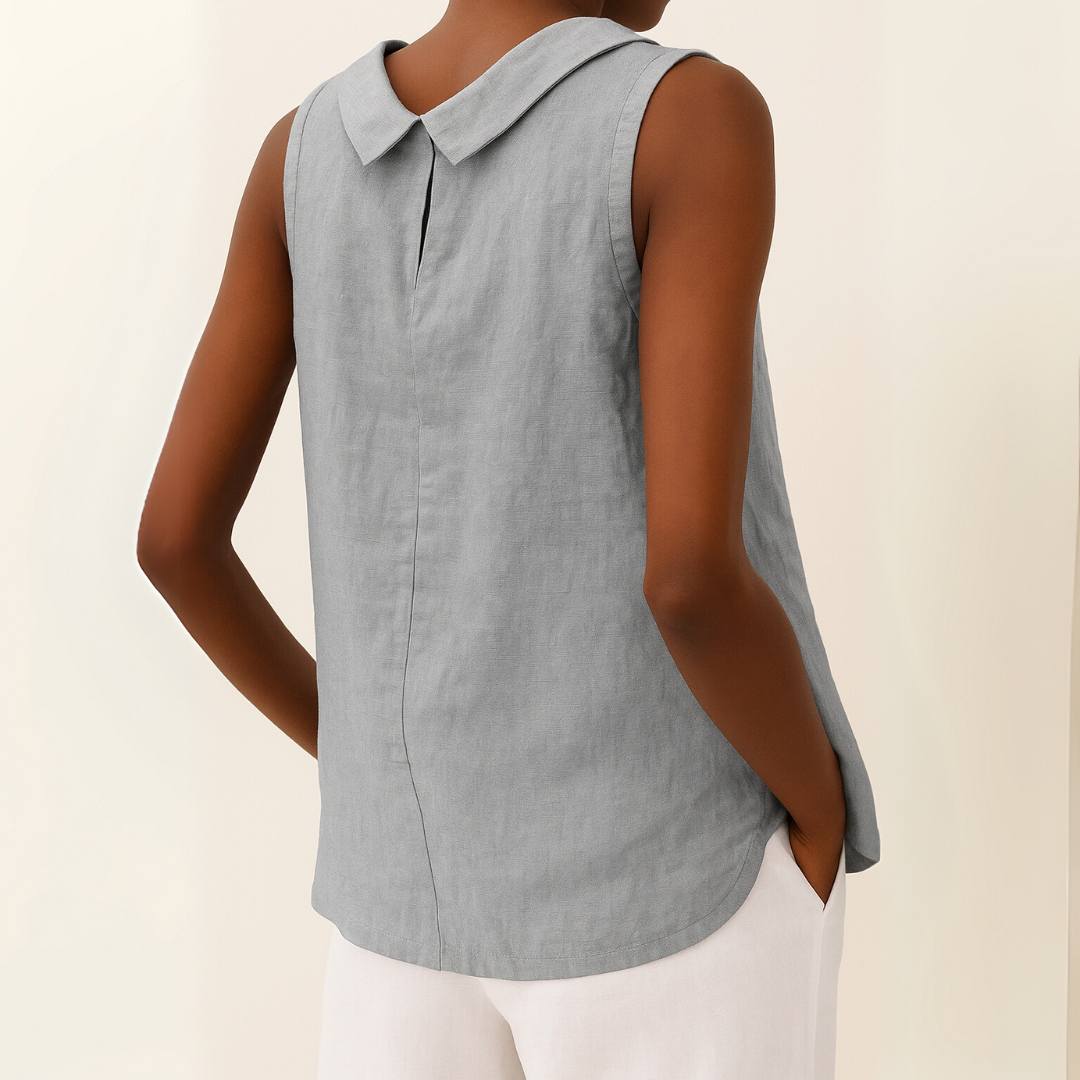 Sarah – Women’s Sleeveless Roll Collar Blouse - Image 7