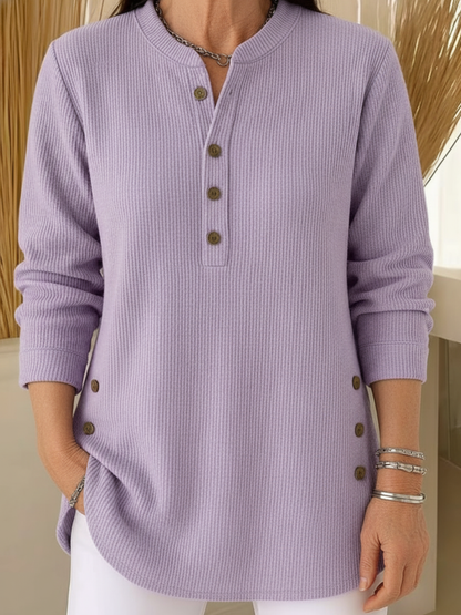 Agnieszka – Damska dzianinowa tunika o casualowym kroju z dekoracyjnymi guzikami