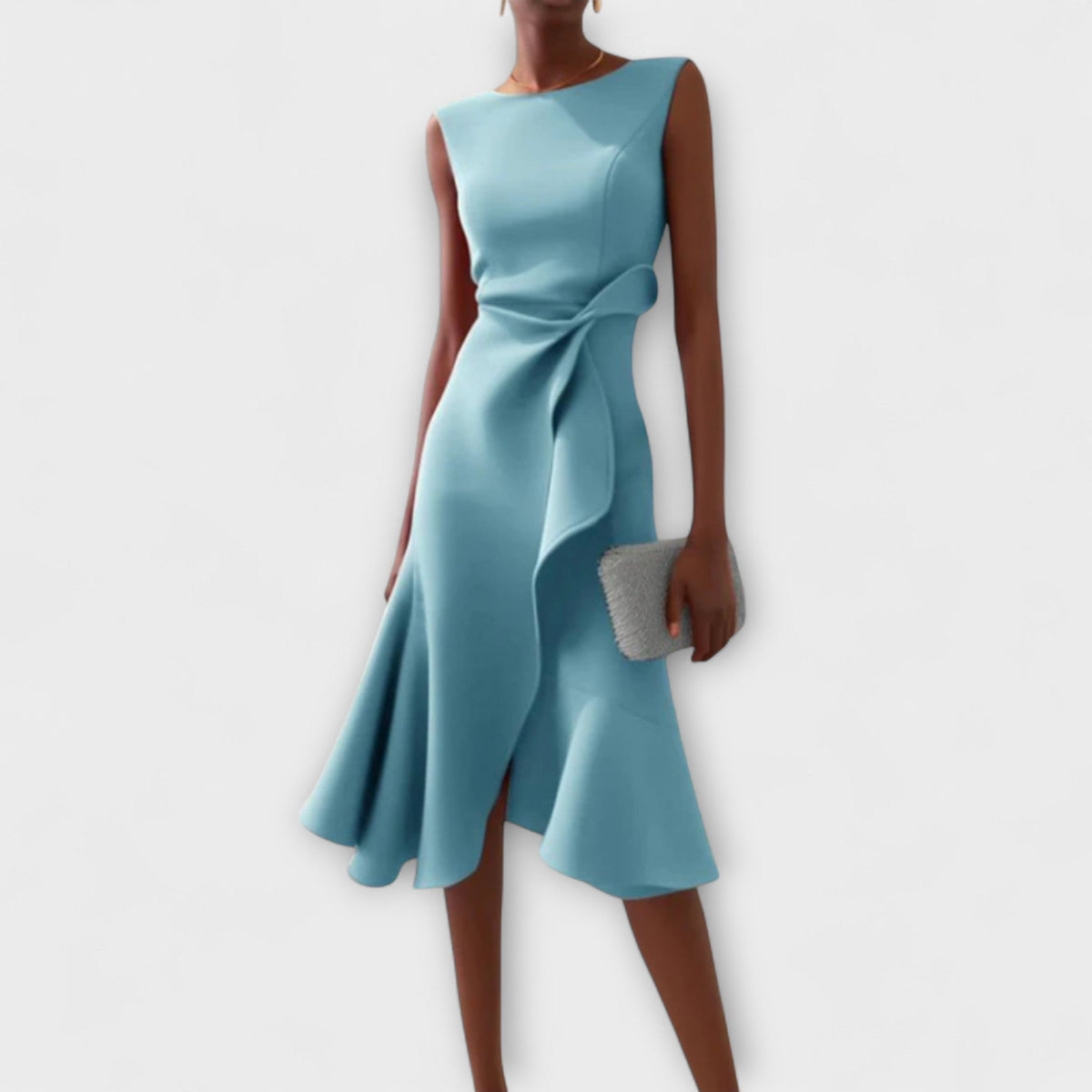 Lena – Women Draped Asymmetric Formal Dress - Image 4