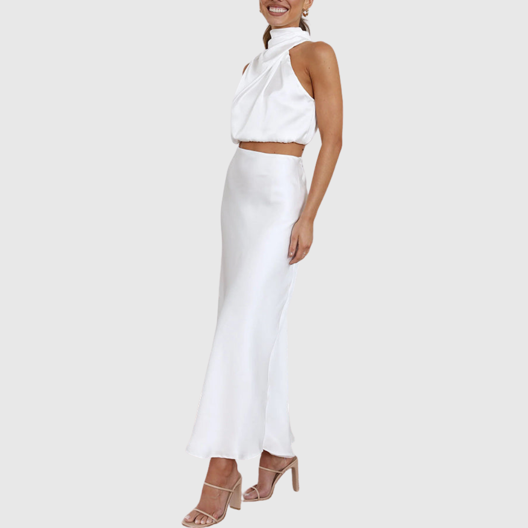 Annika – Elegant satin drape Set for Women - Image 5